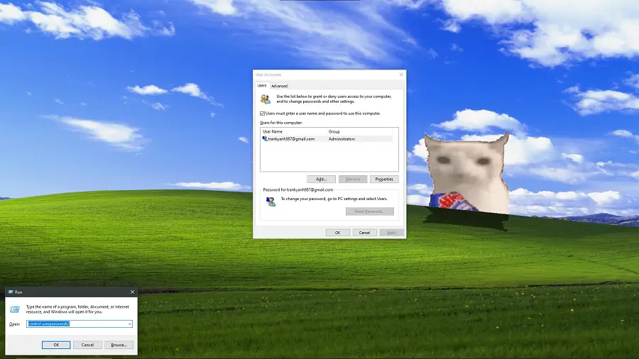 Đổi mật khẩu qua Control Panel